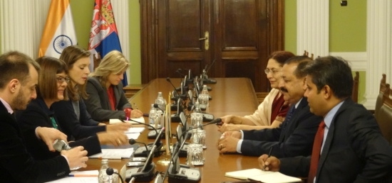  Dr. Jitendra Singh, Minister of State (PMO) meeting with Ms Maja Gojkovic, Speaker of the National Assembly of Serbia in Belgrade